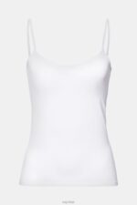 Esprit Spaghetti strap top, LENZING ECOVERO Women White Top P0D0X518 - Image 5