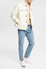 Esprit Stand-up collar long sleeve top Men Cream Beige Long Sleeve P0D0X945 - Image 2