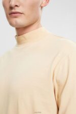 Esprit Stand-up collar long sleeve top Men Cream Beige Long Sleeve P0D0X945 - Image 3