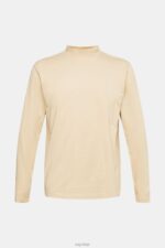 Esprit Stand-up collar long sleeve top Men Cream Beige Long Sleeve P0D0X945 - Image 5
