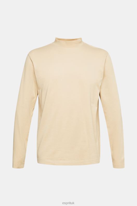 Esprit Stand-up collar long sleeve top Men Cream Beige Long Sleeve P0D0X945 - Image 5