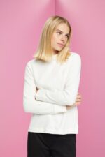 Esprit Stand-up collar sweatshirt, cotton blend Women Off White Sweatshirts & Hoodies P0D0X446