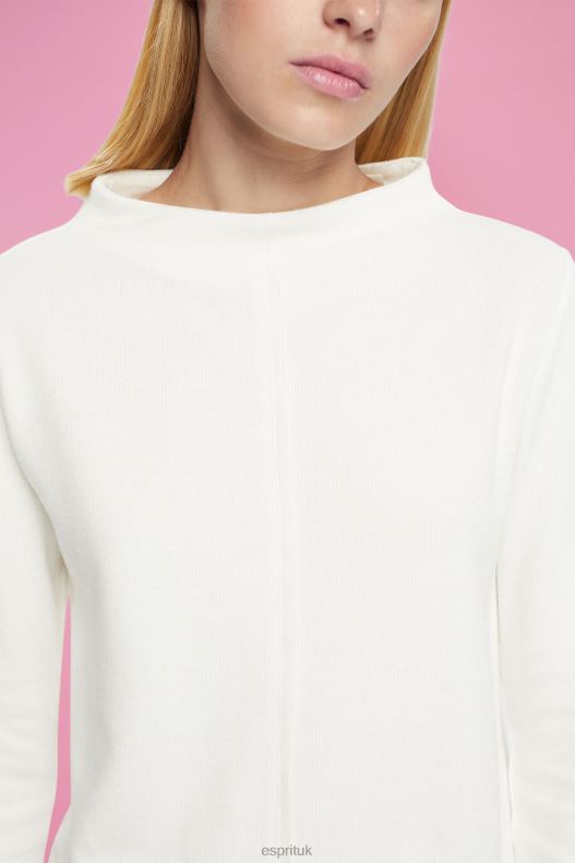 Esprit Stand-up collar sweatshirt, cotton blend Women Off White Sweatshirts & Hoodies P0D0X446 - Image 3