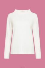 Esprit Stand-up collar sweatshirt, cotton blend Women Off White Sweatshirts & Hoodies P0D0X446 - Image 5