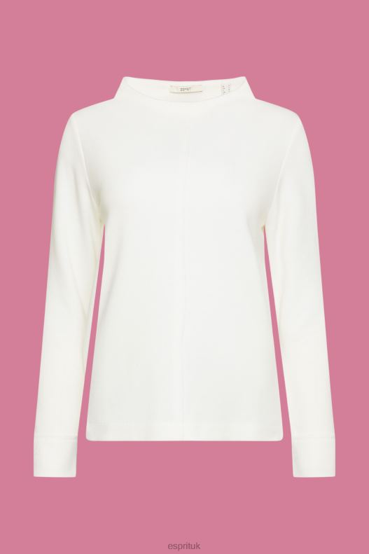 Esprit Stand-up collar sweatshirt, cotton blend Women Off White Sweatshirts & Hoodies P0D0X446 - Image 5