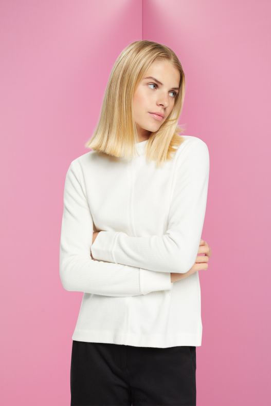Esprit Stand-up collar sweatshirt, cotton blend Women Off White Sweatshirts & Hoodies P0D0X446 - Image 1