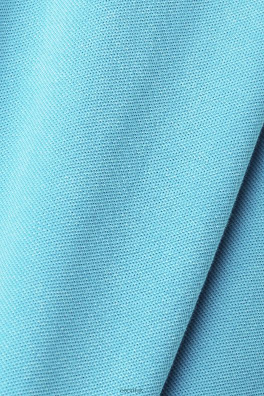 Esprit Stone-washed cotton pique polo shirt Men Aqua Green Polos P0D0X708 - Image 4