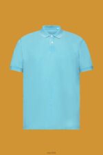 Esprit Stone-washed cotton pique polo shirt Men Aqua Green Polos P0D0X708 - Image 5