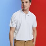 Esprit Stone-washed cotton pique polo shirt Men Pastel Blue Polos P0D0X709