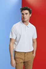 Esprit Stone-washed cotton pique polo shirt Men Pastel Blue Polos P0D0X709