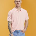 Esprit Stone-washed cotton pique polo shirt Men Pink Polos P0D0X710