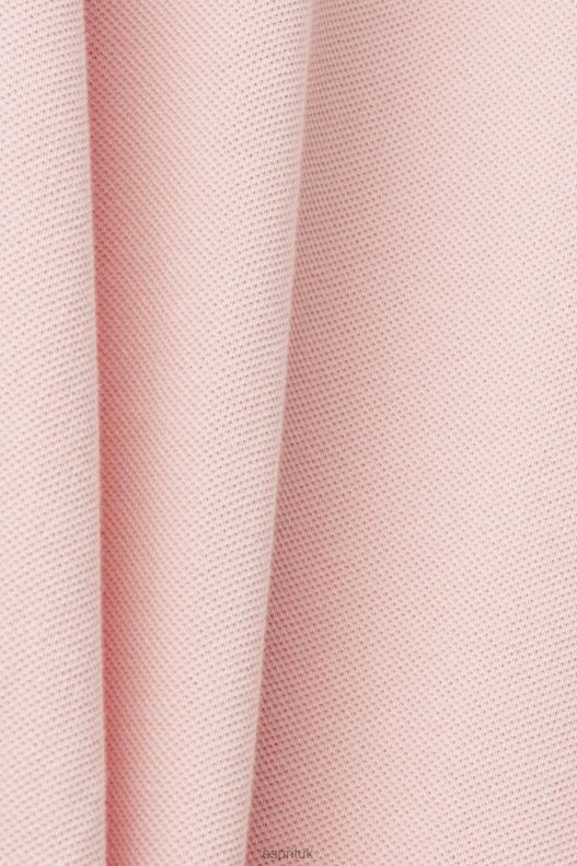 Esprit Stone-washed cotton pique polo shirt Men Pink Polos P0D0X710 - Image 4