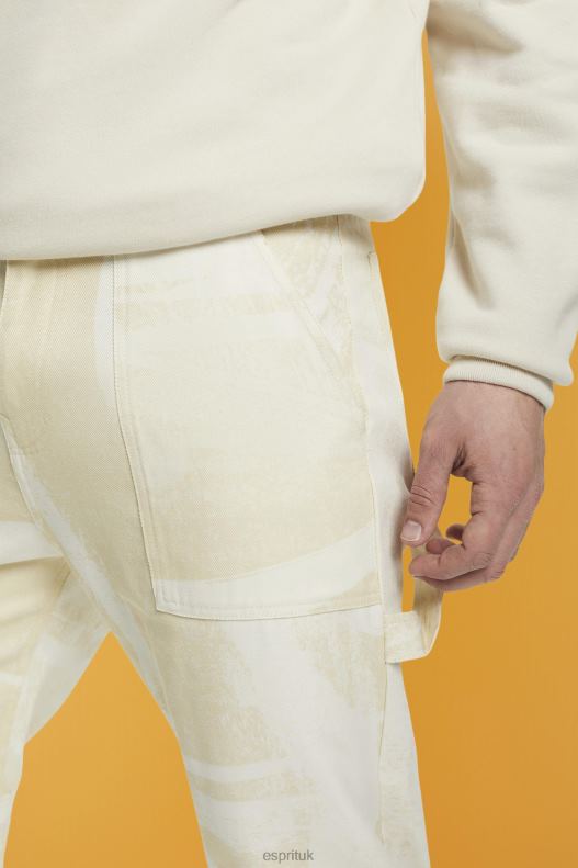 Esprit Straight leg cargo trousers with pattern Men Beige Trousers & Pants P0D0X675 - Image 3