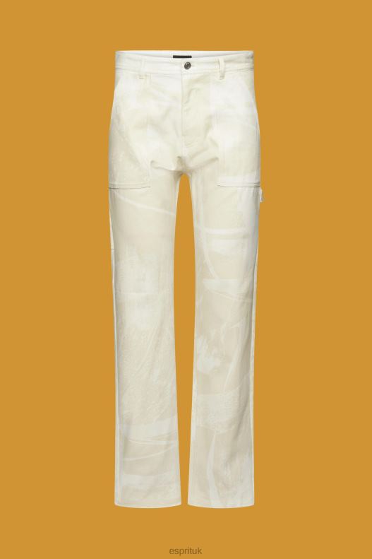 Esprit Straight leg cargo trousers with pattern Men Beige Trousers & Pants P0D0X675 - Image 5