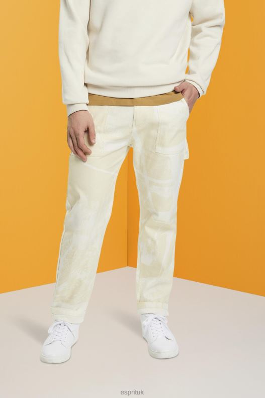 Esprit Straight leg cargo trousers with pattern Men Beige Trousers & Pants P0D0X675 - Image 1