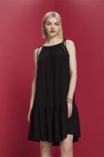 Esprit Strappy dress with smock, TENCEL Women Black Dresses P0D0X202