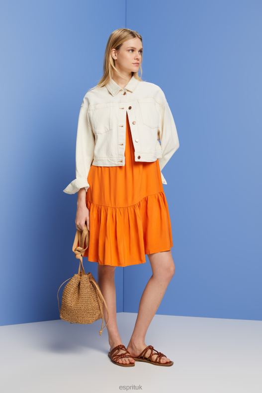 Esprit Strappy dress with smock, TENCEL Women Orange Dresses P0D0X116 - Image 2