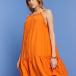Esprit Strappy dress with smock, TENCEL Women Orange Dresses P0D0X116