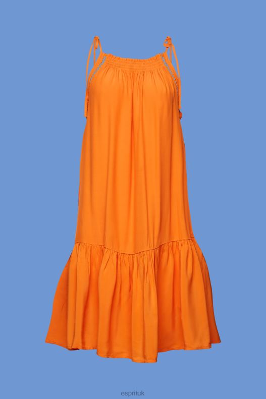 Esprit Strappy dress with smock, TENCEL Women Orange Dresses P0D0X116 - Image 5