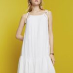 Esprit Strappy dress with smock, TENCEL Women White Dresses P0D0X203