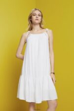Esprit Strappy dress with smock, TENCEL Women White Dresses P0D0X203