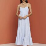 Esprit Strappy maxi dress Women Light Blue Dresses P0D0X233