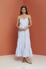 Esprit Strappy maxi dress Women Light Blue Dresses P0D0X233