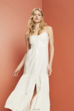 Esprit Strappy maxi dress Women White Dresses P0D0X232