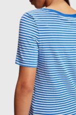 Esprit Stretch cotton stripe t-shirt Women Bright Blue T-Shirts P0D0X536 - Image 3