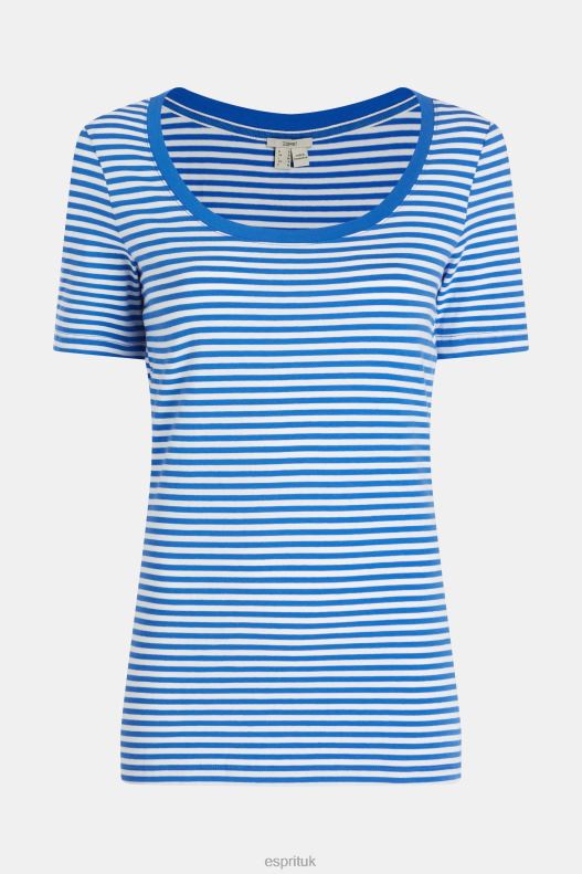 Esprit Stretch cotton stripe t-shirt Women Bright Blue T-Shirts P0D0X536 - Image 4