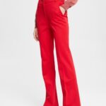 Esprit Stretchy high-rise bootcut trousers Women Dark Red Trousers & Pants P0D0X336