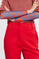 Esprit Stretchy high-rise bootcut trousers Women Dark Red Trousers & Pants P0D0X336 - Image 3
