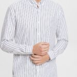 Esprit Striped button down shirt Men White Shirts P0D0X884