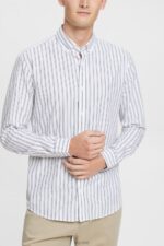 Esprit Striped button down shirt Men White Shirts P0D0X884