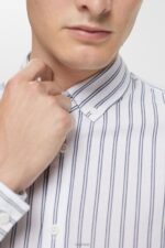 Esprit Striped button down shirt Men White Shirts P0D0X884 - Image 3