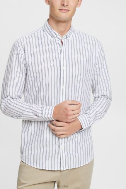 Esprit Striped button down shirt Men White Shirts P0D0X884