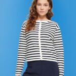 Esprit Striped cardigan Women Navy Sweaters P0D0X448
