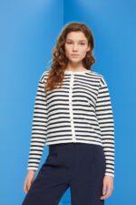 Esprit Striped cardigan Women Navy Sweaters P0D0X448