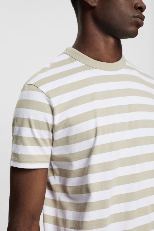 Esprit Striped crewneck T-shirt Men Dusty Green T-Shirts P0D0X768 - Image 3