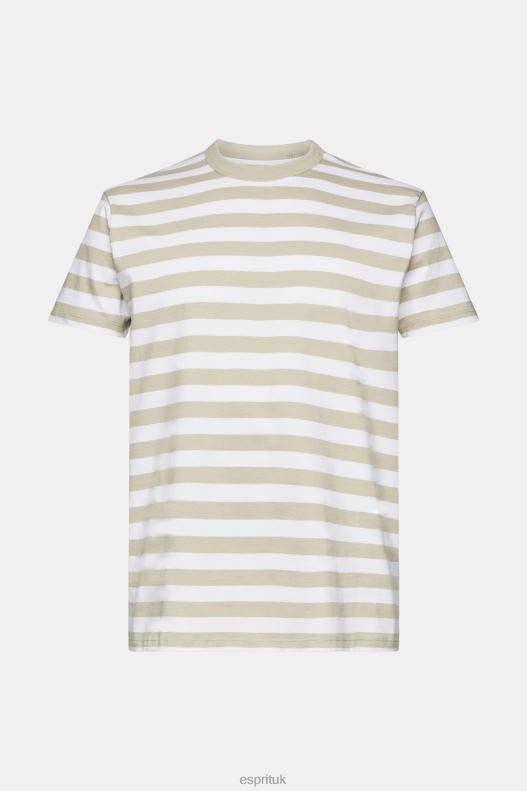 Esprit Striped crewneck T-shirt Men Dusty Green T-Shirts P0D0X768 - Image 5
