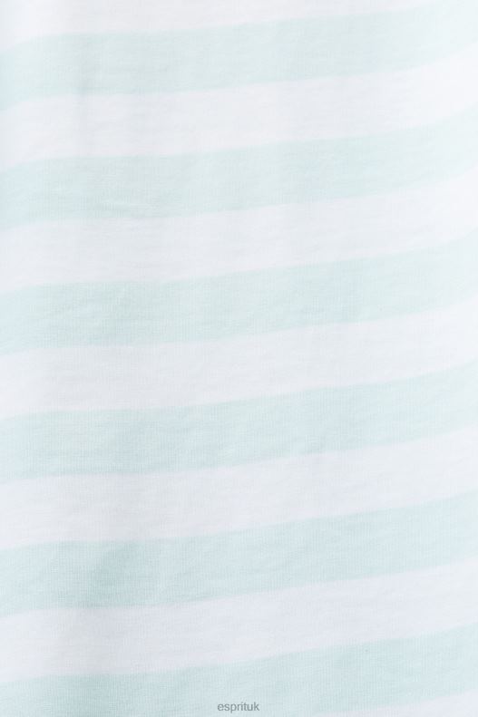 Esprit Striped crewneck T-shirt Men Light Aqua Green T-Shirts P0D0X770 - Image 4