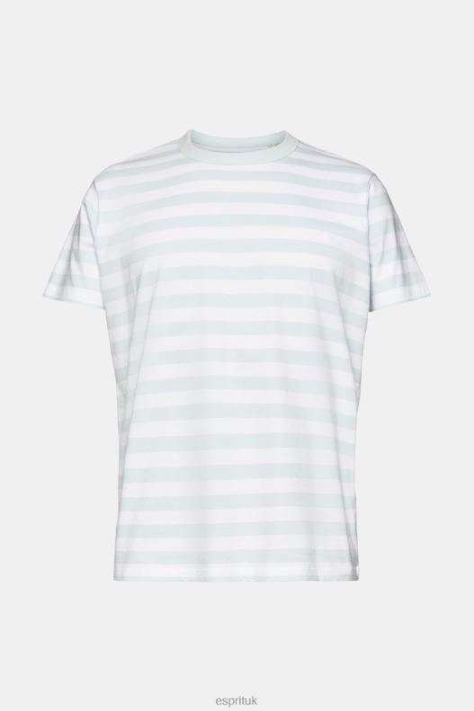 Esprit Striped crewneck T-shirt Men Light Aqua Green T-Shirts P0D0X770 - Image 5