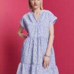 Esprit Striped dress, 100% cotton Women Bright Blue Dresses P0D0X71