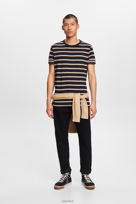 Esprit Striped jersey t-shirt, 100% cotton Men Black T-Shirts P0D0X590 - Image 2