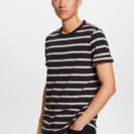 Esprit Striped jersey t-shirt, 100% cotton Men Black T-Shirts P0D0X590