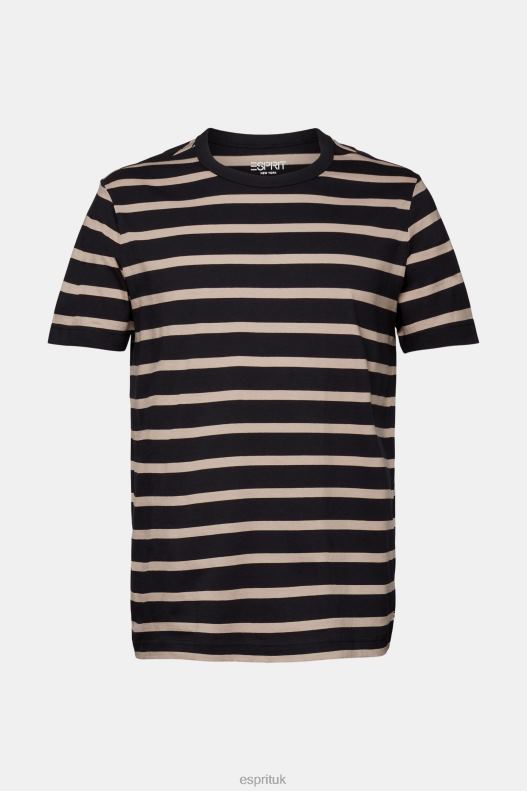 Esprit Striped jersey t-shirt, 100% cotton Men Black T-Shirts P0D0X590 - Image 4
