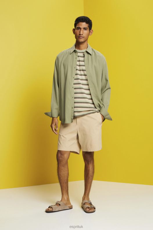 Esprit Striped jersey t-shirt, 100% cotton Men Light Green T-Shirts P0D0X735 - Image 2