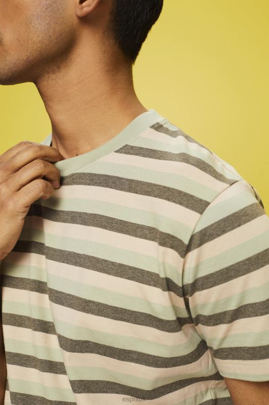 Esprit Striped jersey t-shirt, 100% cotton Men Light Green T-Shirts P0D0X735 - Image 3