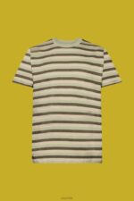 Esprit Striped jersey t-shirt, 100% cotton Men Light Green T-Shirts P0D0X735 - Image 5