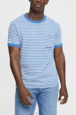 Esprit Striped knitted t-shirt Men Blue T-Shirts P0D0X899